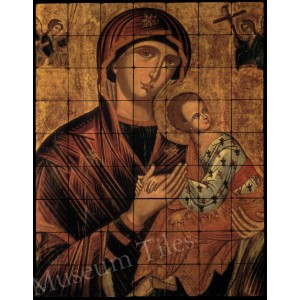 28x36 The Virgin Glykophelusa Religious Tumbled Marble Tiles   371015171652